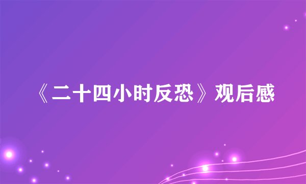 《二十四小时反恐》观后感
