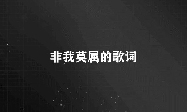 非我莫属的歌词