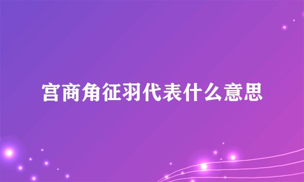 宫商角征羽代表什么意思