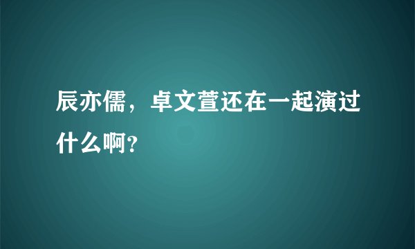辰亦儒，卓文萱还在一起演过什么啊？