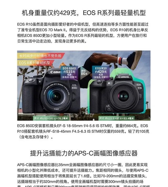 江苏佳能EOS R10微单相机轻量小型APS-C画幅