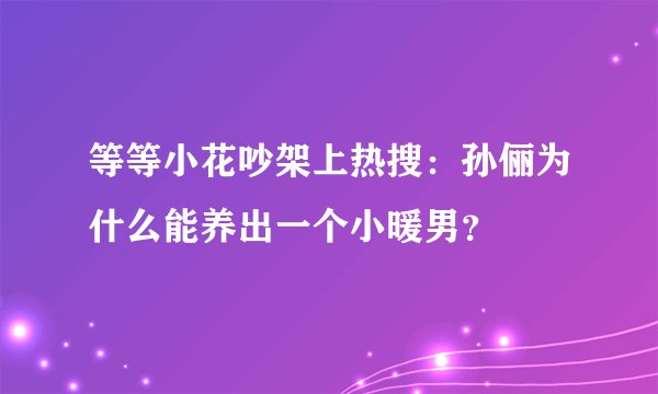 等等小花吵架上热搜：孙俪为什么能养出一个小暖男？