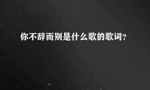 你不辞而别是什么歌的歌词?