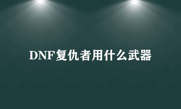 DNF复仇者用什么武器