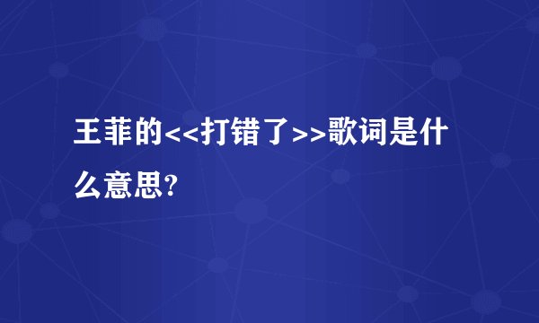王菲的<<打错了>>歌词是什么意思?