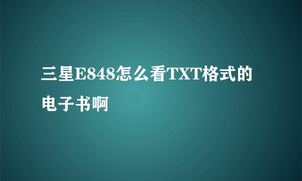 三星E848怎么看TXT格式的电子书啊