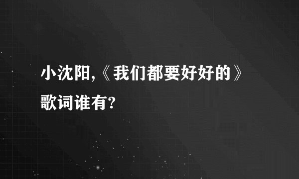 小沈阳,《我们都要好好的》歌词谁有?