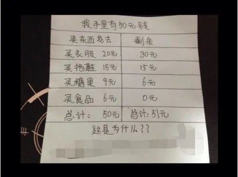 我手里有50块钱剩余51，为什么？