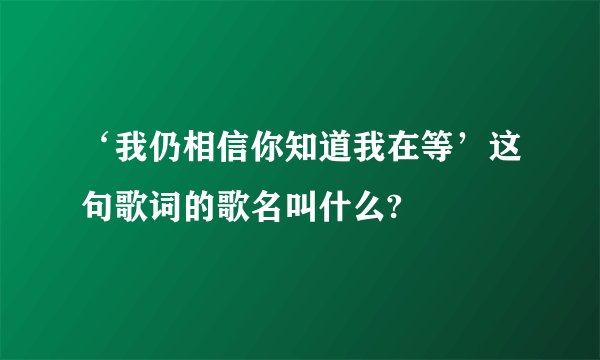 ‘我仍相信你知道我在等’这句歌词的歌名叫什么?