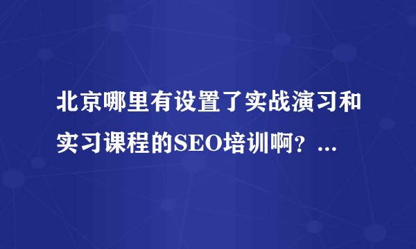 北京哪里有设置了实战演习和实习课程的SEO培训啊？？最好是在北京朝阳的SEO培训，先谢谢大家了