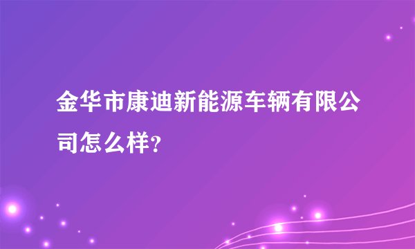 金华市康迪新能源车辆有限公司怎么样？