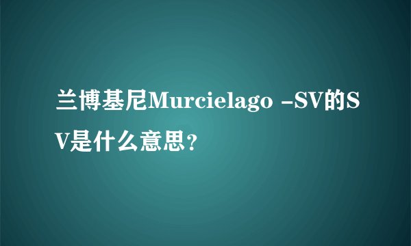 兰博基尼Murcielago -SV的SV是什么意思？