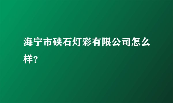 海宁市硖石灯彩有限公司怎么样？