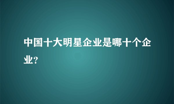 中国十大明星企业是哪十个企业？
