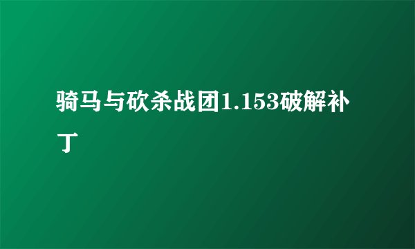 骑马与砍杀战团1.153破解补丁