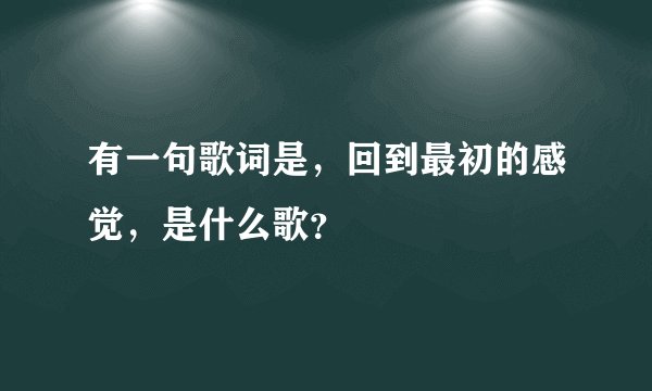 有一句歌词是，回到最初的感觉，是什么歌？