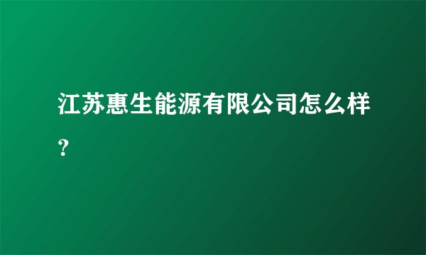江苏惠生能源有限公司怎么样？