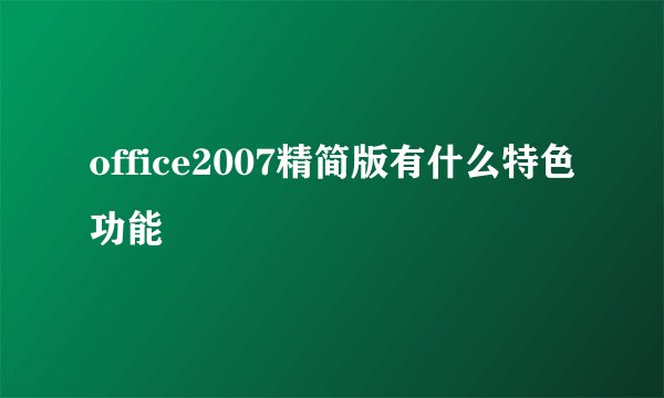 office2007精简版有什么特色功能