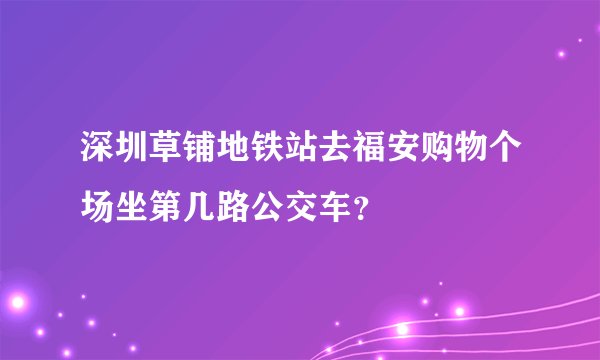 深圳草铺地铁站去福安购物个场坐第几路公交车？