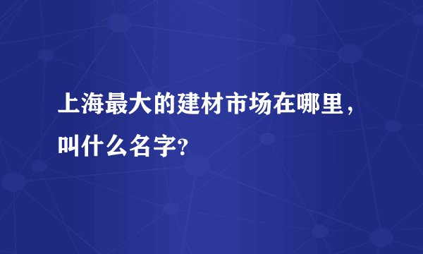 上海最大的建材市场在哪里，叫什么名字？