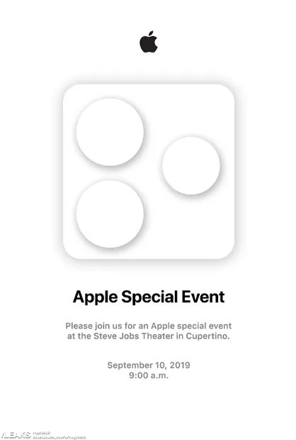 疑似苹果iPhone11邀请函曝光！发布会时间9月10日
