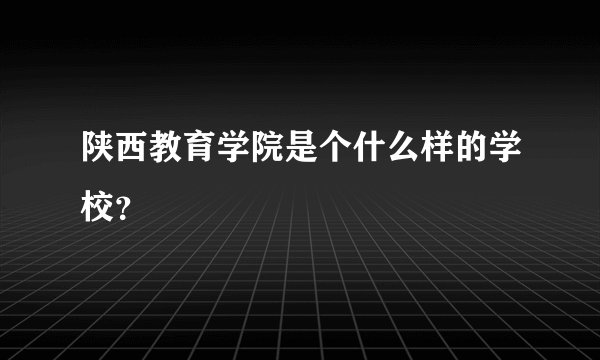陕西教育学院是个什么样的学校？