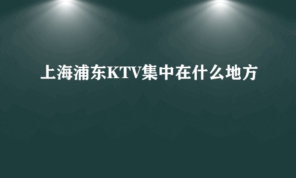 上海浦东KTV集中在什么地方