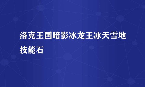 洛克王国暗影冰龙王冰天雪地技能石