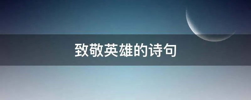 致敬英雄的诗句