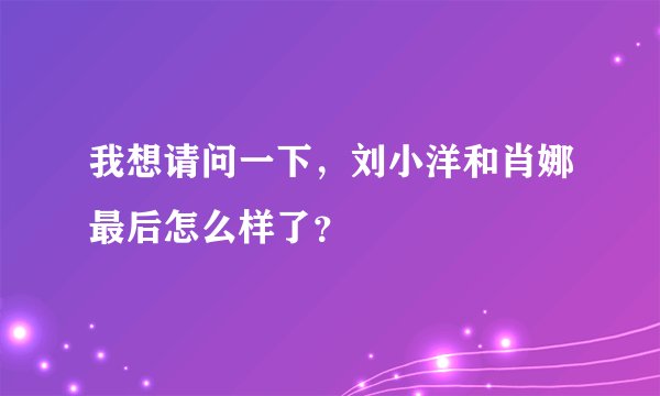 我想请问一下，刘小洋和肖娜最后怎么样了？