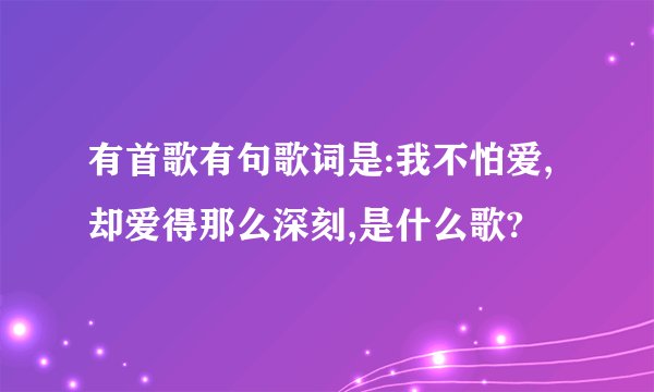 有首歌有句歌词是:我不怕爱,却爱得那么深刻,是什么歌?