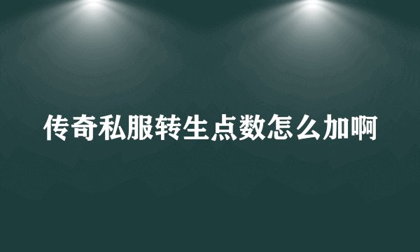 传奇私服转生点数怎么加啊
