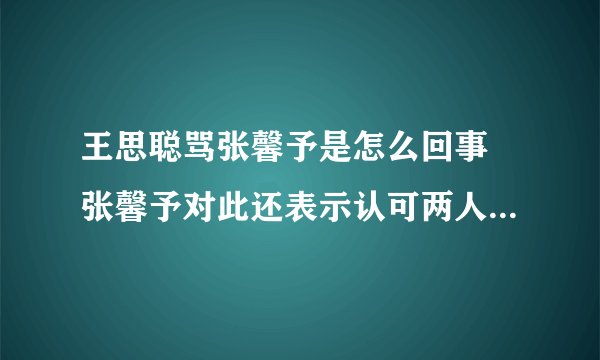 王思聪骂张馨予是怎么回事 张馨予对此还表示认可两人究竟什么关系