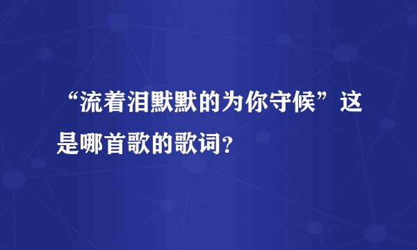 “流着泪默默的为你守候”这是哪首歌的歌词？