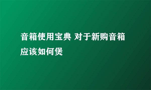 音箱使用宝典 对于新购音箱应该如何煲