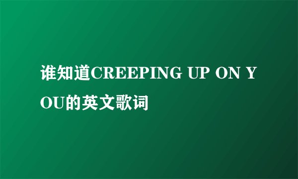 谁知道CREEPING UP ON YOU的英文歌词