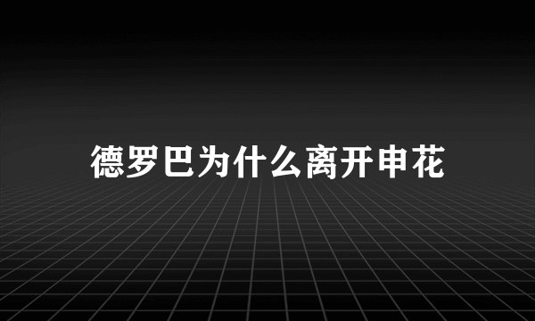 德罗巴为什么离开申花