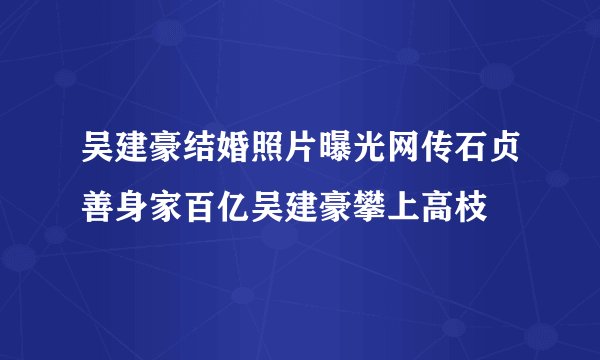 吴建豪结婚照片曝光网传石贞善身家百亿吴建豪攀上高枝