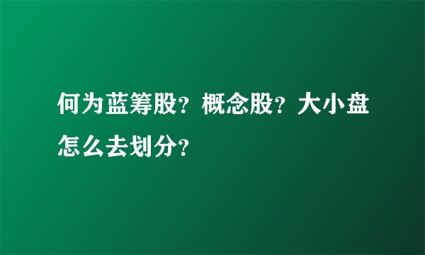何为蓝筹股？概念股？大小盘怎么去划分？