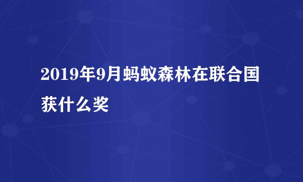 2019年9月蚂蚁森林在联合国获什么奖