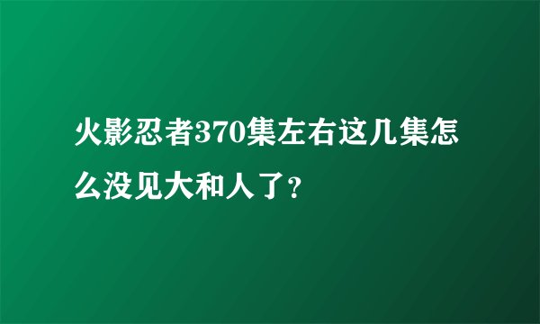 火影忍者370集左右这几集怎么没见大和人了？