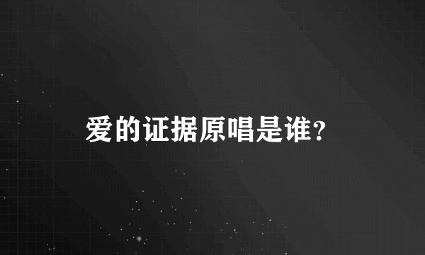 爱的证据原唱是谁？