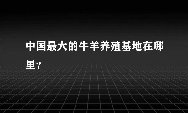 中国最大的牛羊养殖基地在哪里？