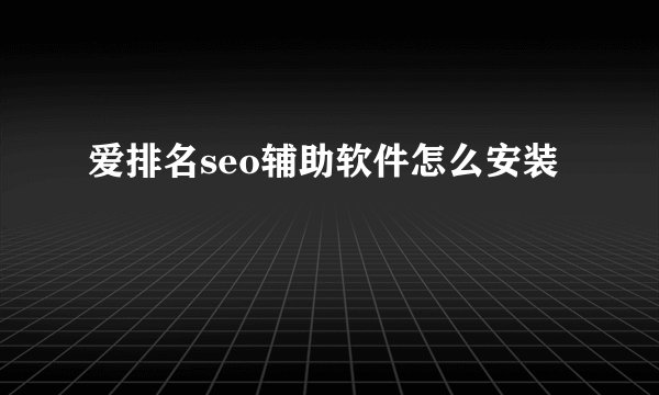 爱排名seo辅助软件怎么安装