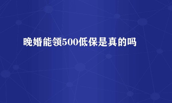 晚婚能领500低保是真的吗