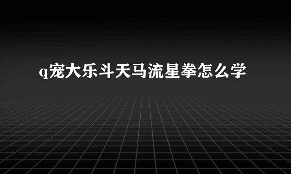 q宠大乐斗天马流星拳怎么学