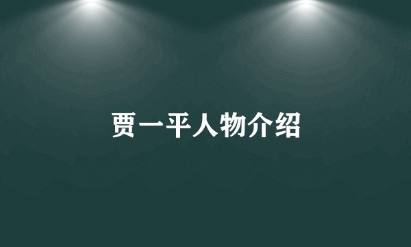 贾一平人物介绍