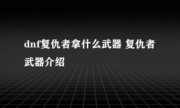 dnf复仇者拿什么武器 复仇者武器介绍