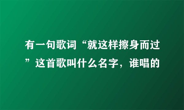 有一句歌词“就这样擦身而过”这首歌叫什么名字，谁唱的