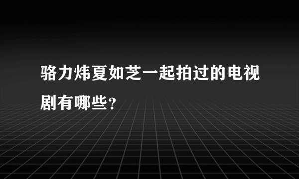 骆力炜夏如芝一起拍过的电视剧有哪些？